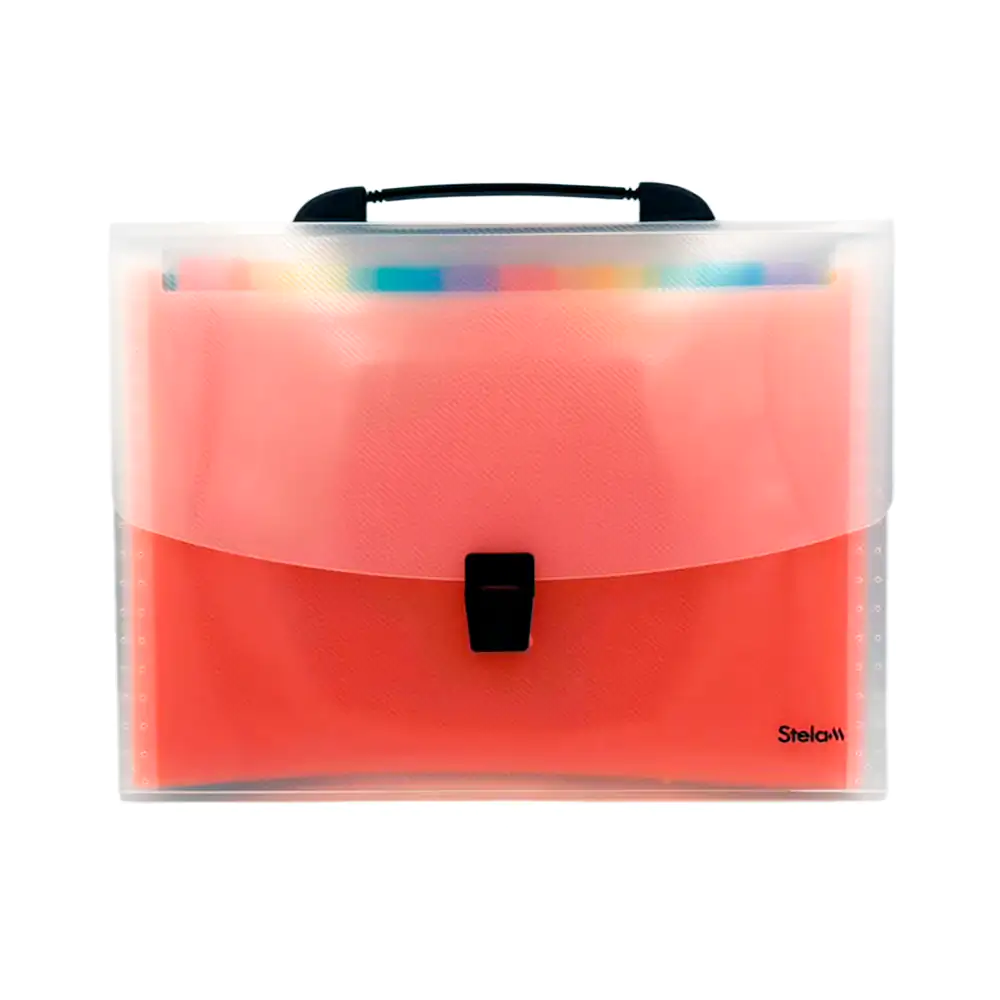 Carpeta fuelle stelam tipo maletin de plastico translucido, 33x24cm