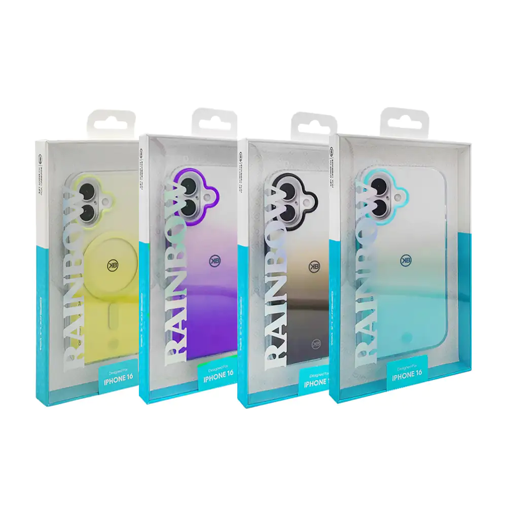 Funda bicolor para iphone 16 con detalles en colores y efecto degrada…