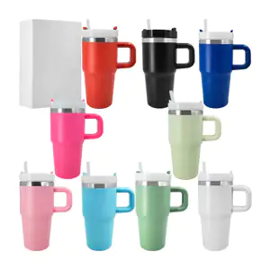 Vaso tipo termo con capacidad de 20oz y agarradera + popote, variedad…