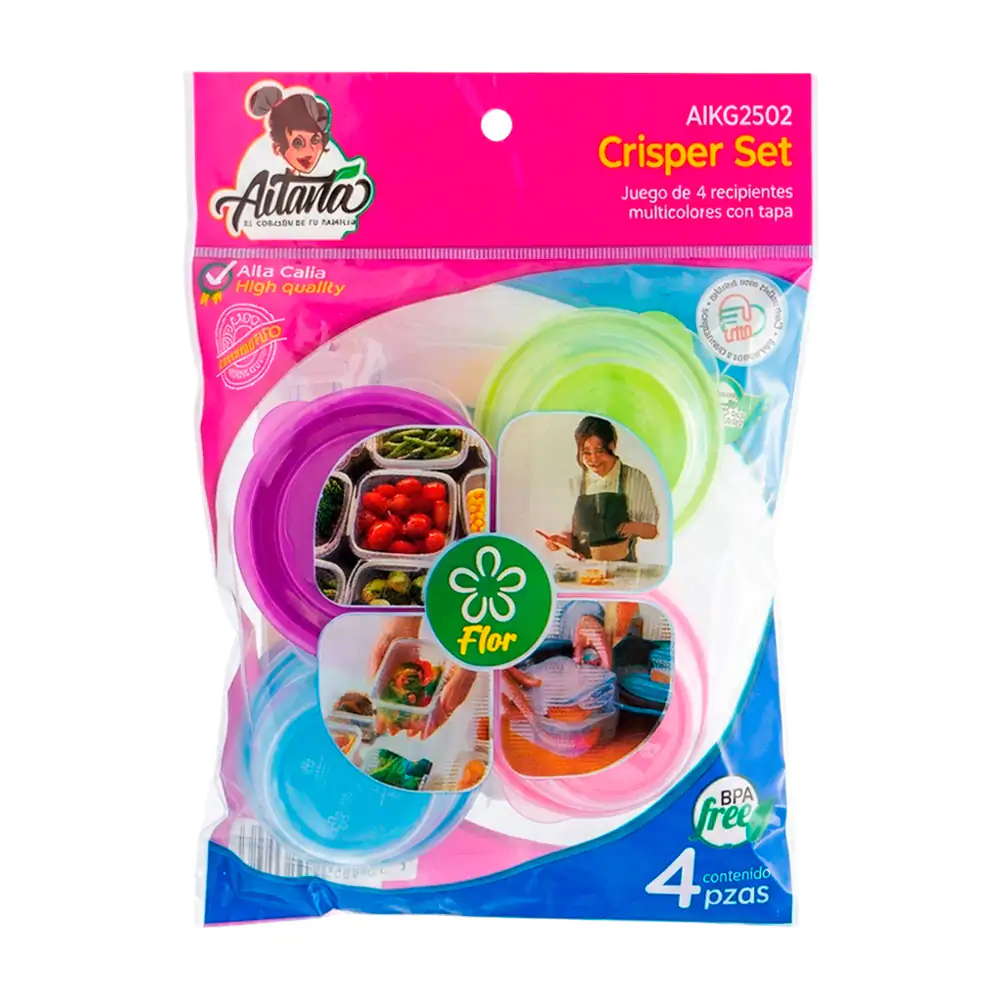 Paquete de 4 recipientes en plástico resistente pequeños con tapa de …