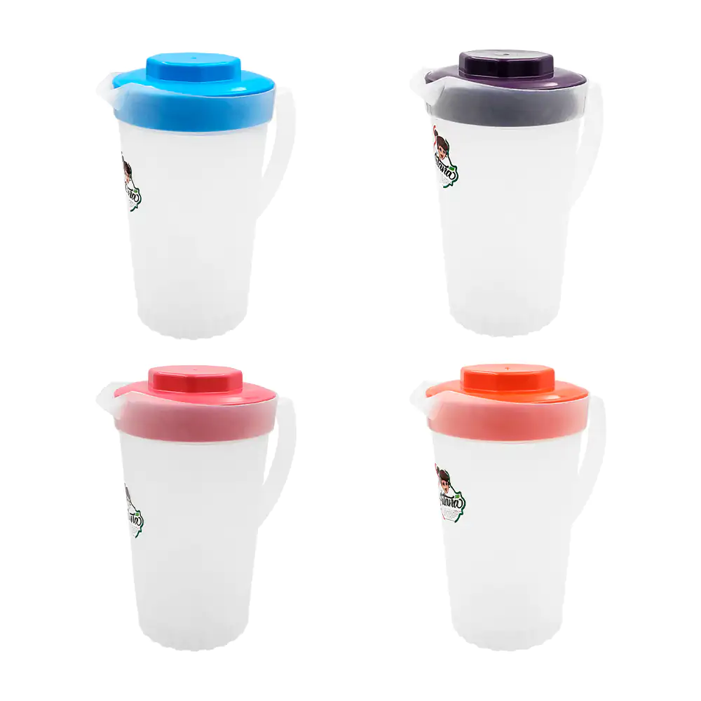 Jarra de plástico translúcida con diseño de cuadros, 2 litros + tapa …
