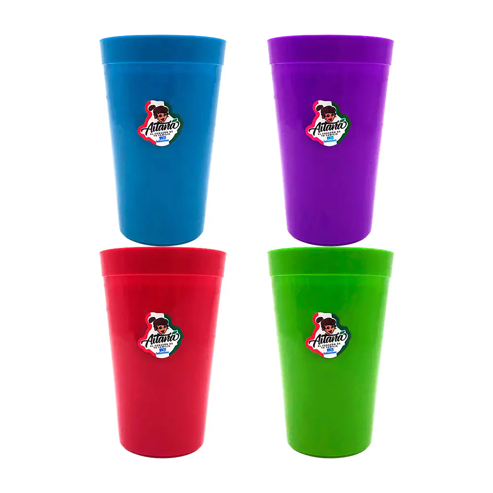 1pz Vaso de plástico aitana con capacidad de 300ml, variedad de color…
