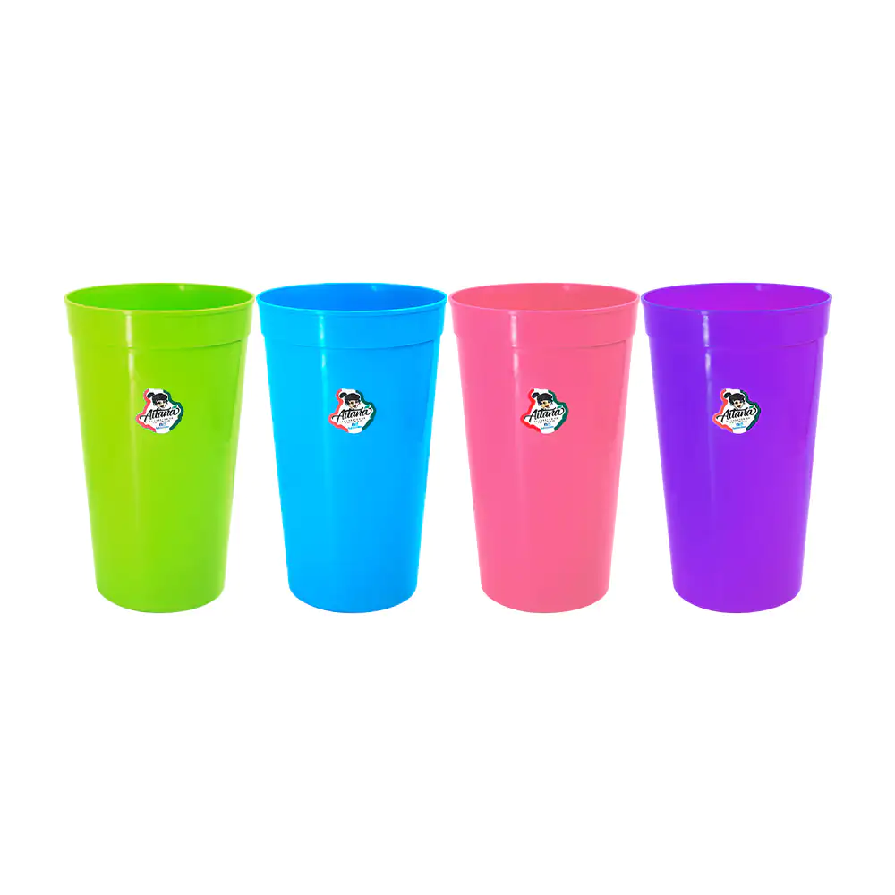 1pz Vaso de plástico liso aitana con capacidad de 1l, variedad de col…