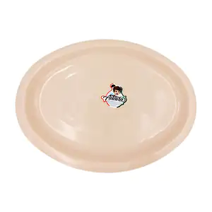 1pz Plato semi plano tampiqueño aitiana de 33x24.5cm en color beige