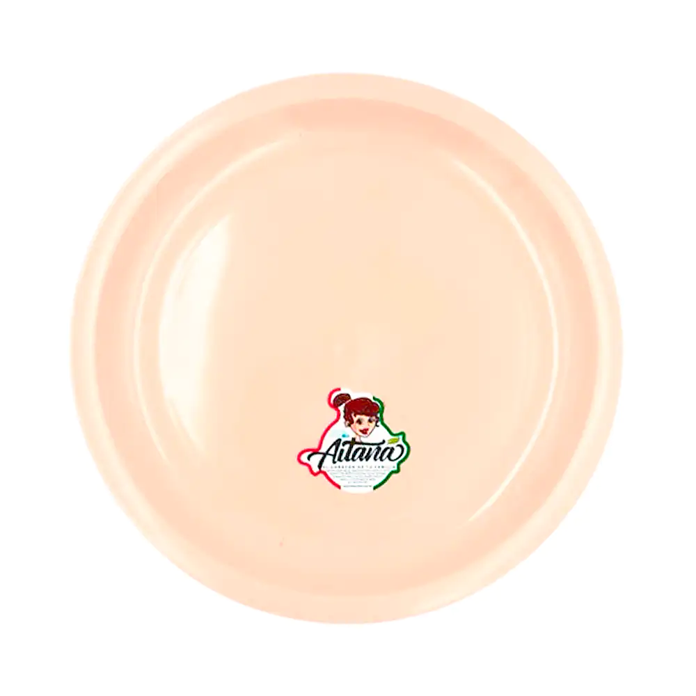 1pz Plato extendido circular de plástico aitana de 24cm en color beige
