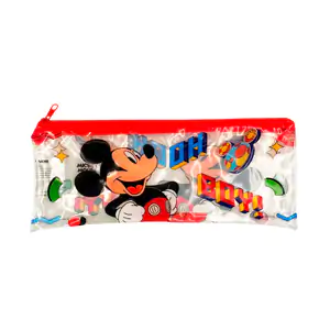 Estuche lapicera transparente con estampado de mickey mouse, 25x10cm