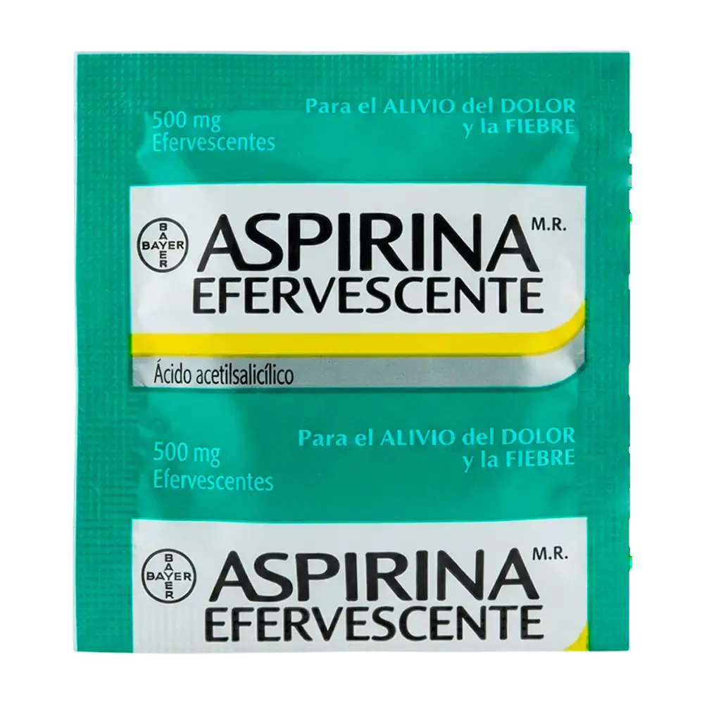 1pz Sobre aspirina efervescente con 1 tableta de 500mg para el alivio…