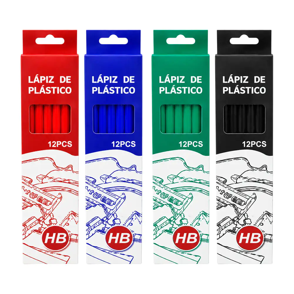 Caja con 12 lápices de madera con punta hb y estampado de color, vari…