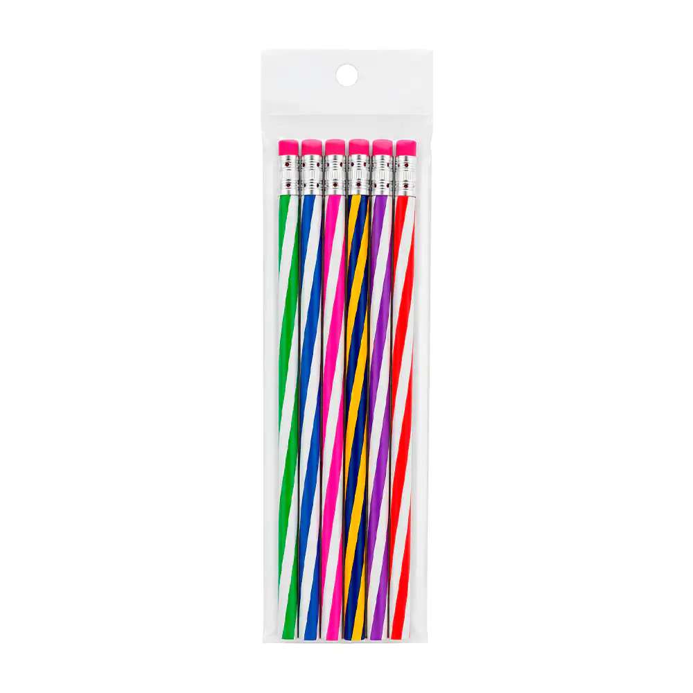 Paquete con 6 lápices flexibles de 18.5cm aprox, variedad de colores / b0035