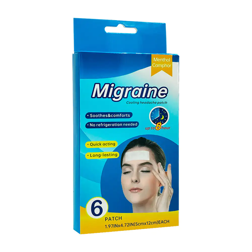 Paquete con 6 parches de gel frio para aliviar del dolor de cabeza