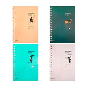 Libreta de raya con doble espiral, estampado minimalista con frase, v…