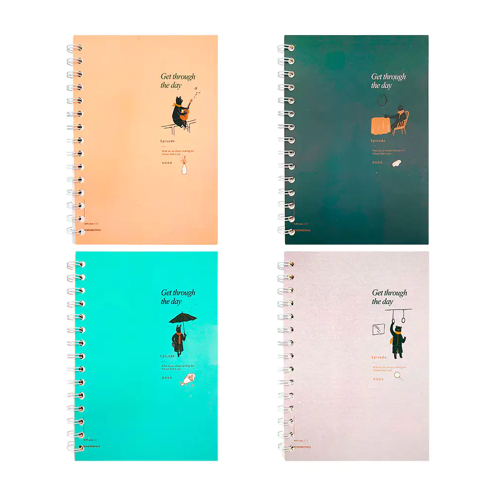Libreta de raya con doble espiral, estampado minimalista con frase, v…