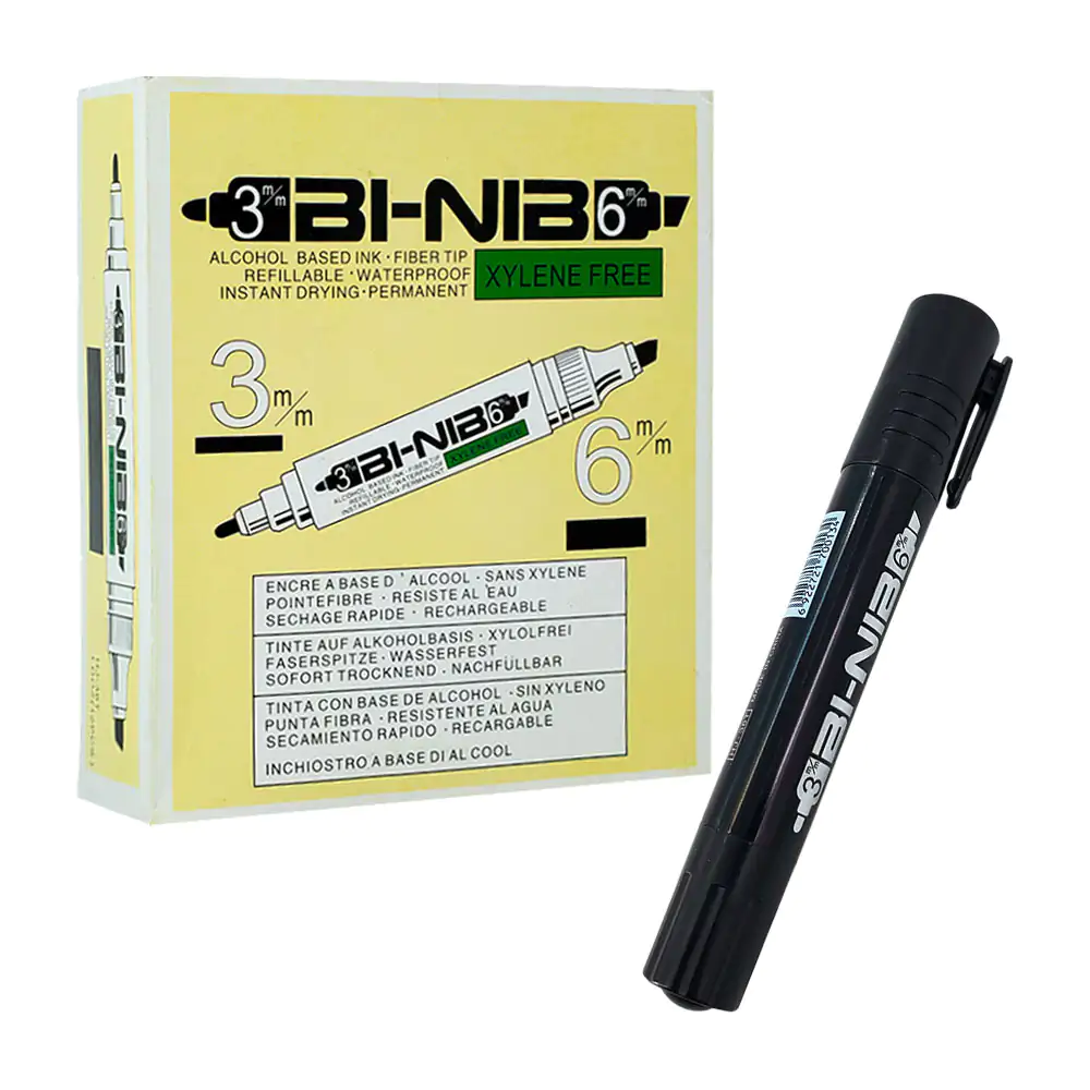Paquete con 12 marcadores permanentes color negro de doble punta / b2…