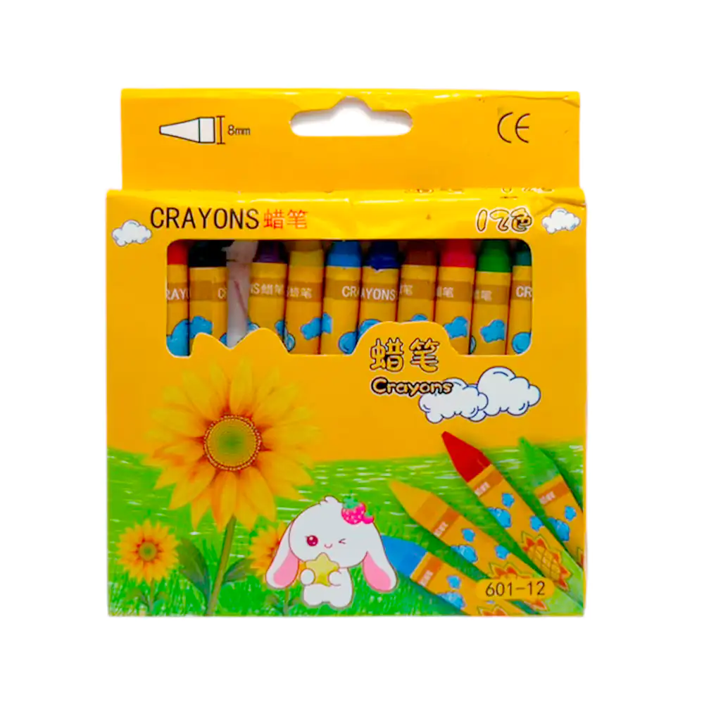 Paquete con 12 crayones de cera, variedad de colores / b4017