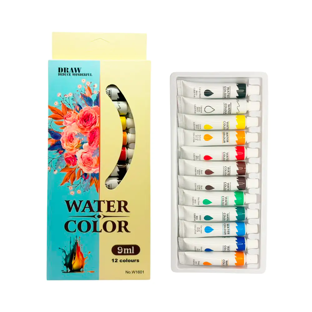 Paquete con 12 pinturas de agua con capacidad de 9ml, variedad de col…