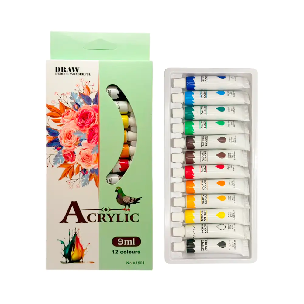 Paquete con 12 pinturas acrílicas con capacidad de 9ml, variedad de c…