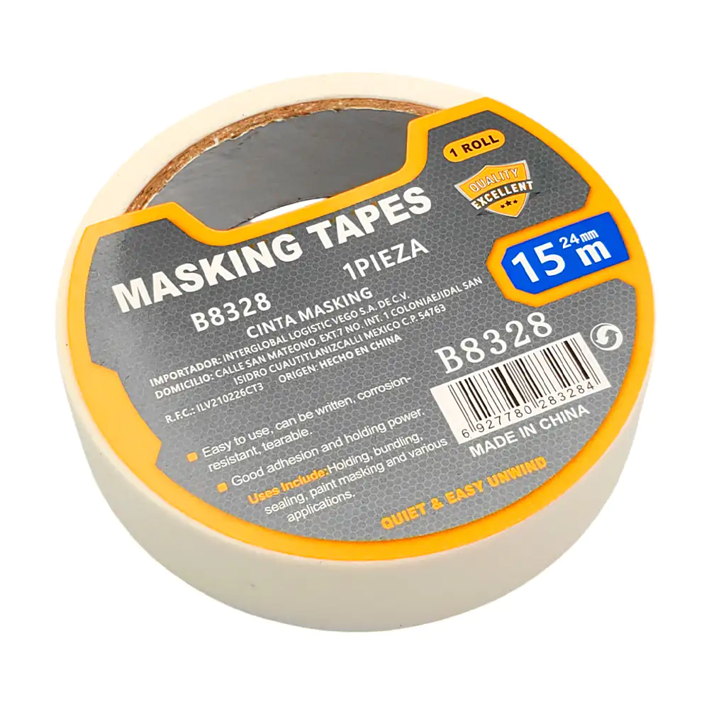 1pza Cinta masking tape de 15 metros con ancho de 2.4cm / b8328