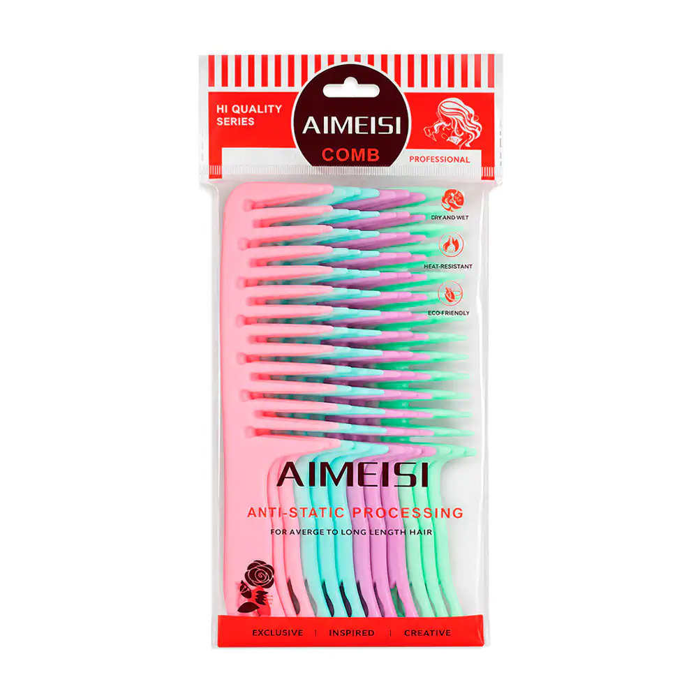 Paquete de 12 peines de plástico con mango ergonómico para cabello, v…