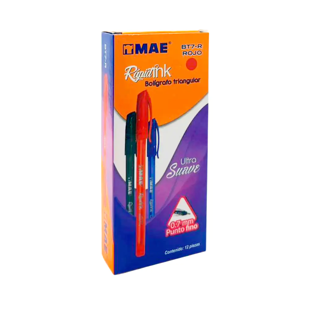 Caja con 12 bolígrafos triangulares ultra suave en tinta roja, 0.7mm …