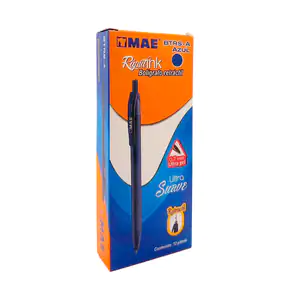 Caja con 12 bolígrafos retráctiles ultra suave en tinta azul, 0.7mm /…