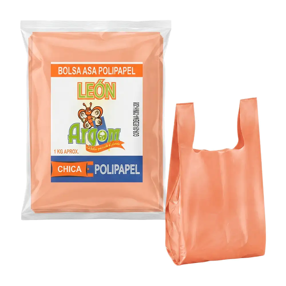Paquete con 1kilo aprox. bolsa chica plástica de camiseta con agarrad…