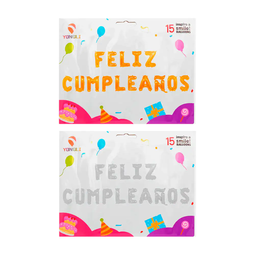 Juego de 15 globos metálicos con frase de feliz cumpleaños, variedad …
