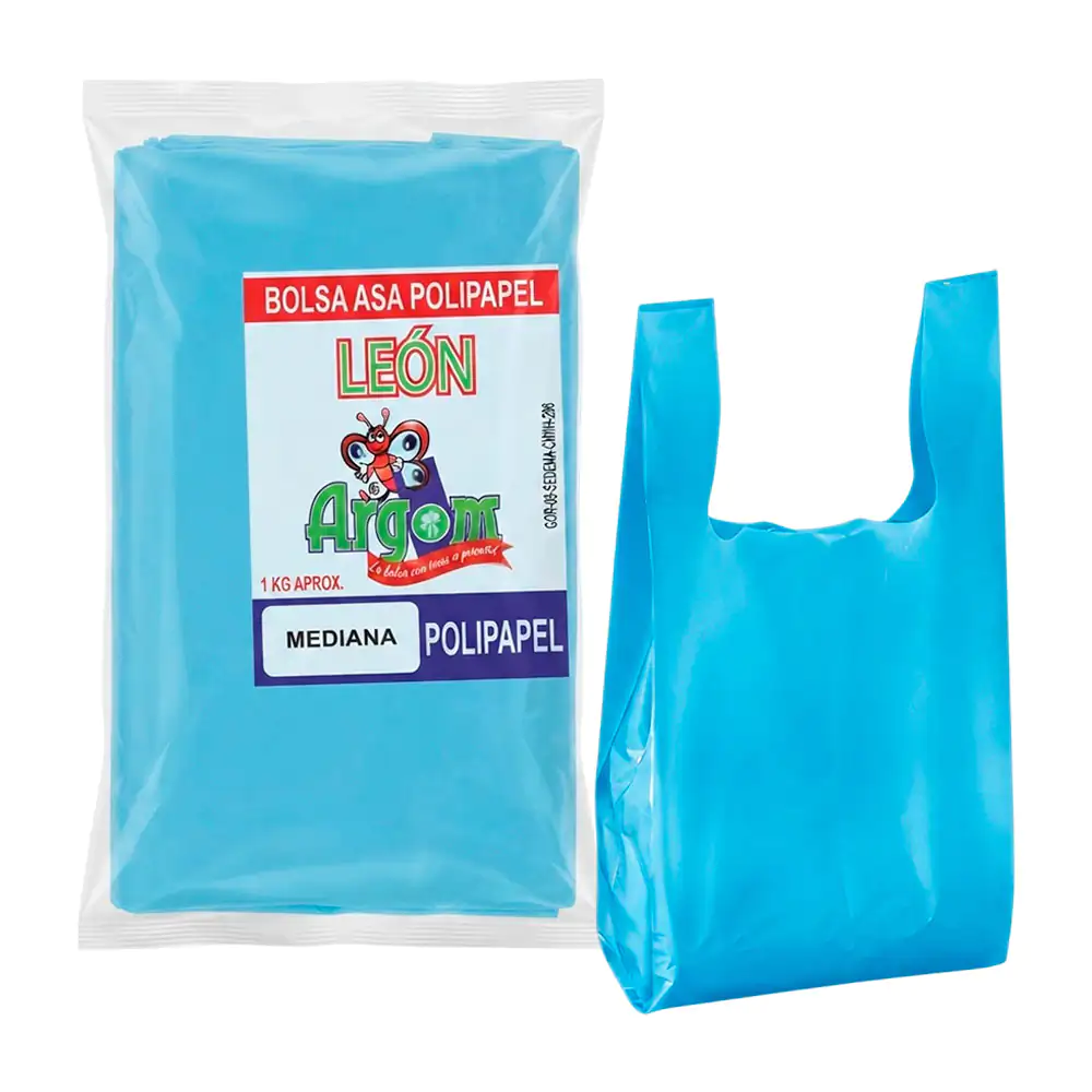 Paquete con 1kilo aprox. bolsa mediana plástica de camiseta con agarr…