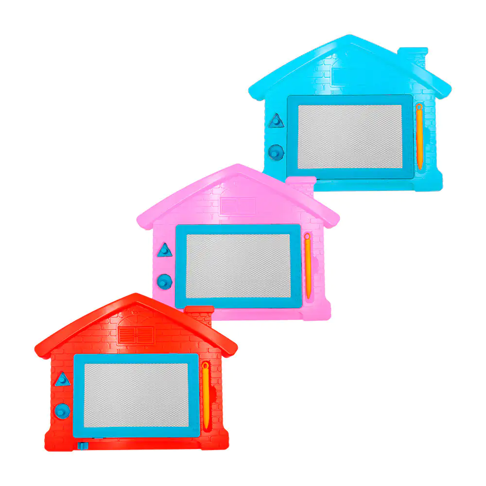 Pizarrón mágico con forma de casa con pluma + 2 sellos, variedad de c…