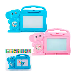 Pizarrón mágico, figura de elefante con reloj + lápiz y soporte, vari…