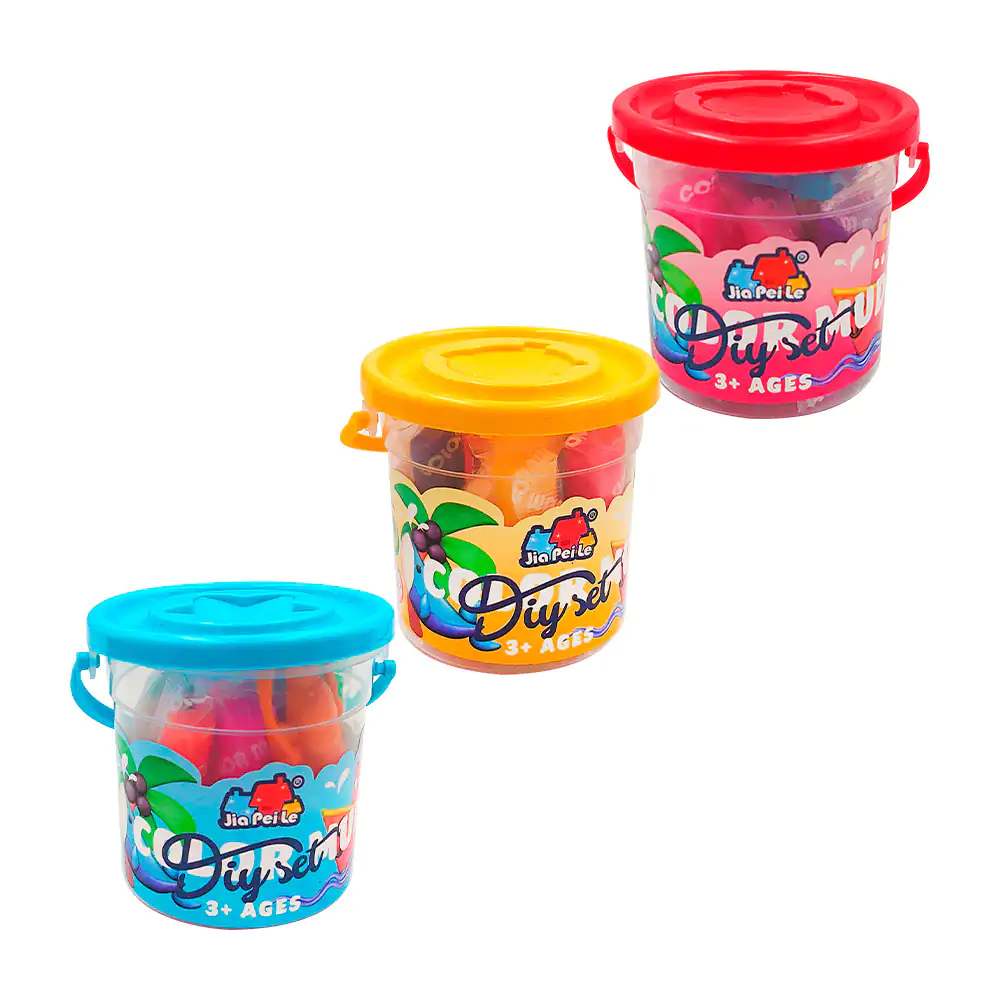 Bote con 9 masitas moldeables de distintos colores + molde de plástic…