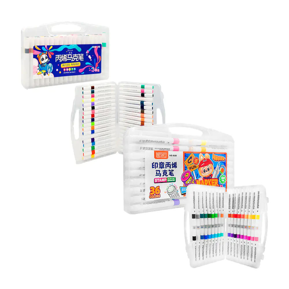Estuche con 36 plumones acrílicos de colores / acrylic marker / 806-36