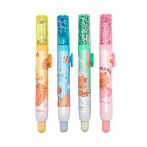 1pz Borrador retráctil tipo pluma con glitter y estampado de capibara…