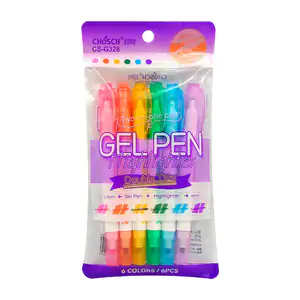 Paquete con 6 plumón - marcatextos de gel, doble punta, variedad de c…
