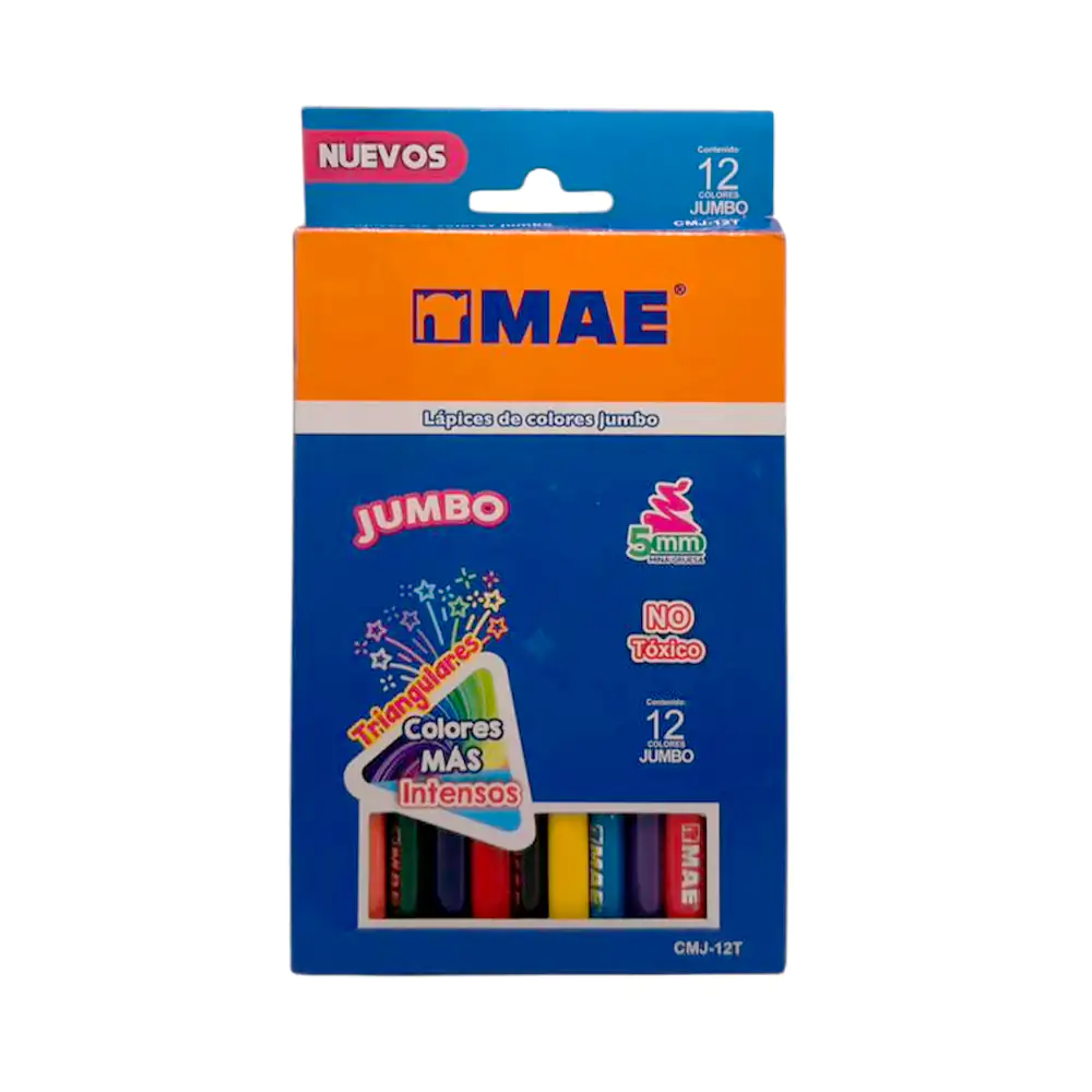 Caja con 12 lápices de colores triangulares jumbo en colores intensos…