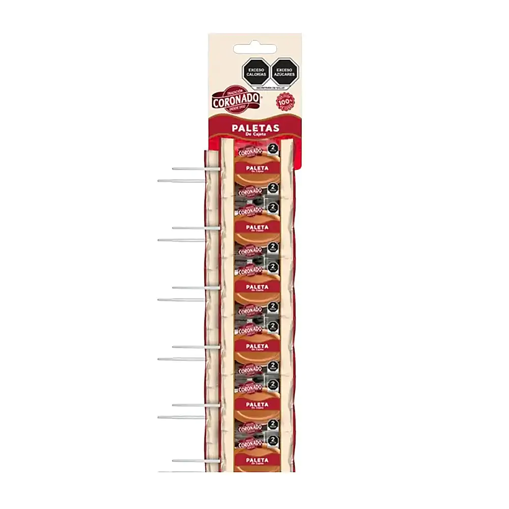 Tira con 20 mni paletas coronado de cajeta, 5.5c/u / coronado-pale