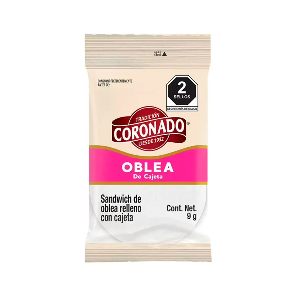 1pz Oblea coronado rellena de cajeta, 9g