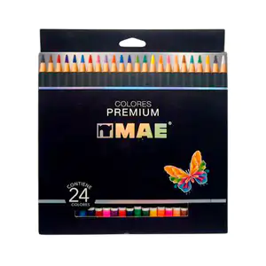 Caja con 24 lápices de colores redondos en colores intensos y punta d…