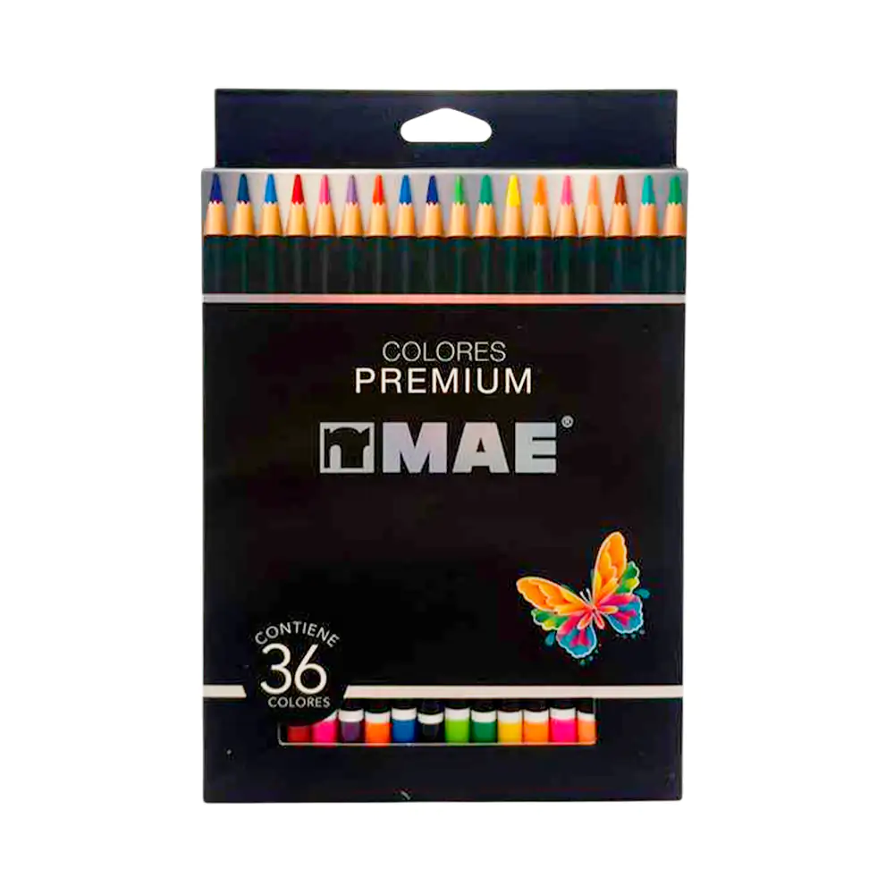 Caja con 36 lápices de colores redondos en colores intensos y punta d…