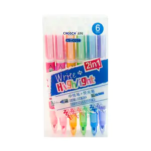 Paquete con 6 plumas de gel - marcatextos de doble punta, variedad de…