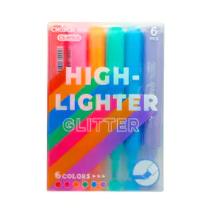 Paquete con 6 marcatextos fluorescentes de glitter en tonos pastel, v…