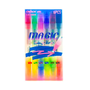 Estuche con 6 marcatextos bicolores de doble punta, variedad de color…