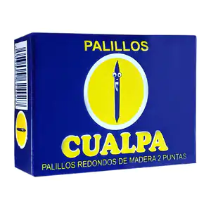 Caja cualpa con 250pz aprox. de palillos de madera / cualpa