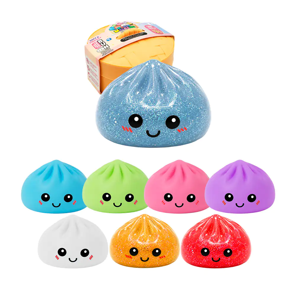 Squeeze misterioso grande con forma de dumpling en estuche tipo vaporera de bambú