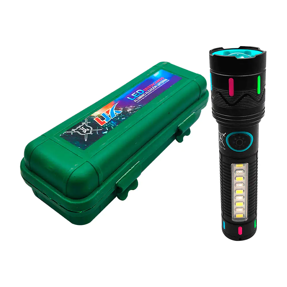 Estuche con lámpara de mano ljk con 5 modos de iluminación y zoom aju…