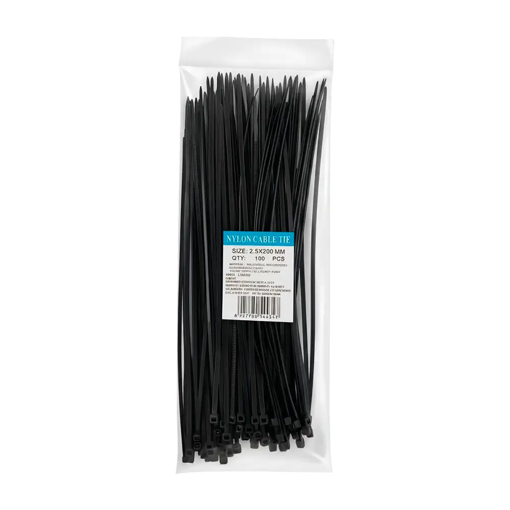 Paquete con 100 cinchos de nylon en color negro, 2.5x200mm / e4434