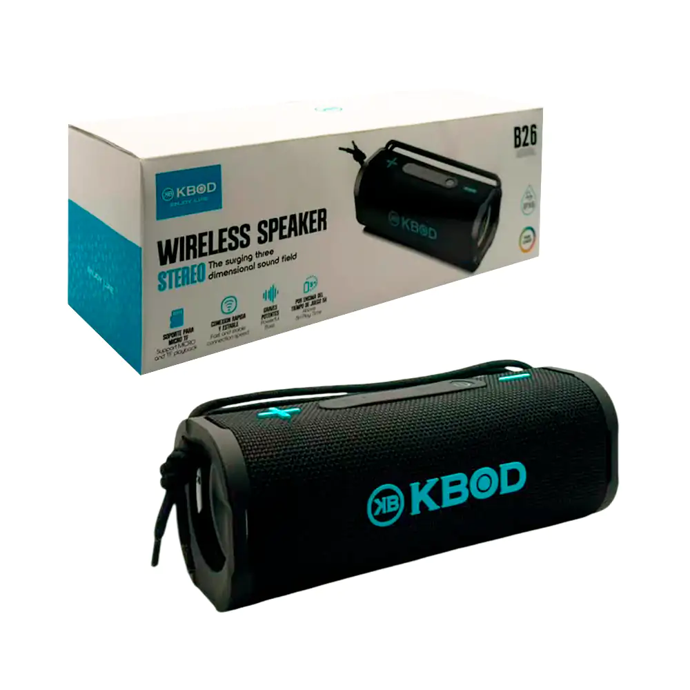 Bocina rectangular inalámbrica kbod con luz rgb, ipx6, graves potente…
