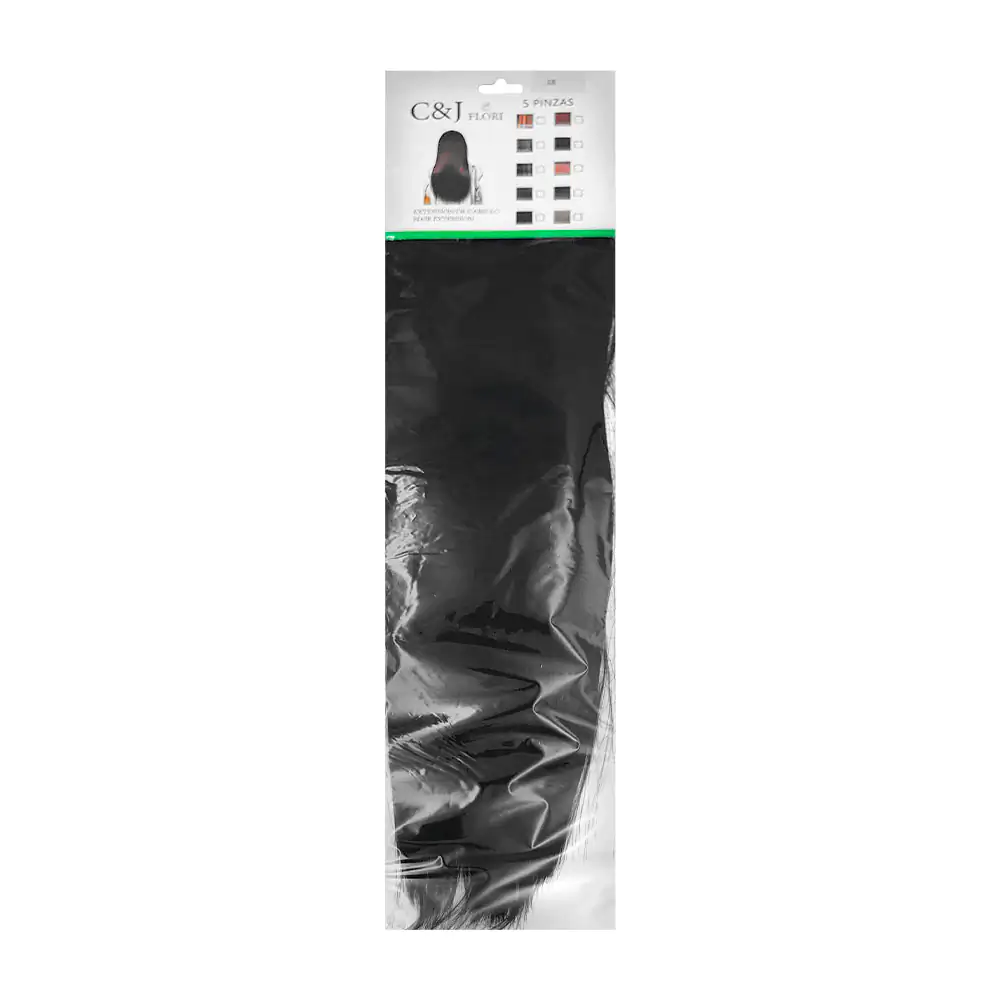 Paquete c&j flori con 3 extensiones #1b lisas de clip, tono castaño o…