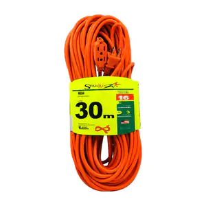 Extensión naranja de 30mts para uso rudo con 3 conectores y clavija b…