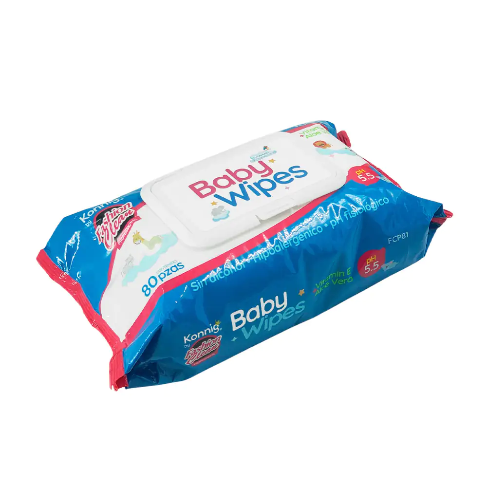 Paquete con 80pz de toallitas húmedas sin alcohol y con un ph 5.5, vi…