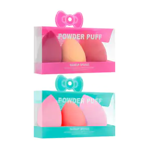 Paquete con 3 esponjas aplicadoras de maquillaje, variedad de colores